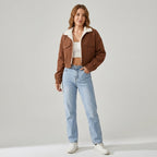 Arina | Dames Corduroy Jas met Fleece Kraag, Korte Pasvorm