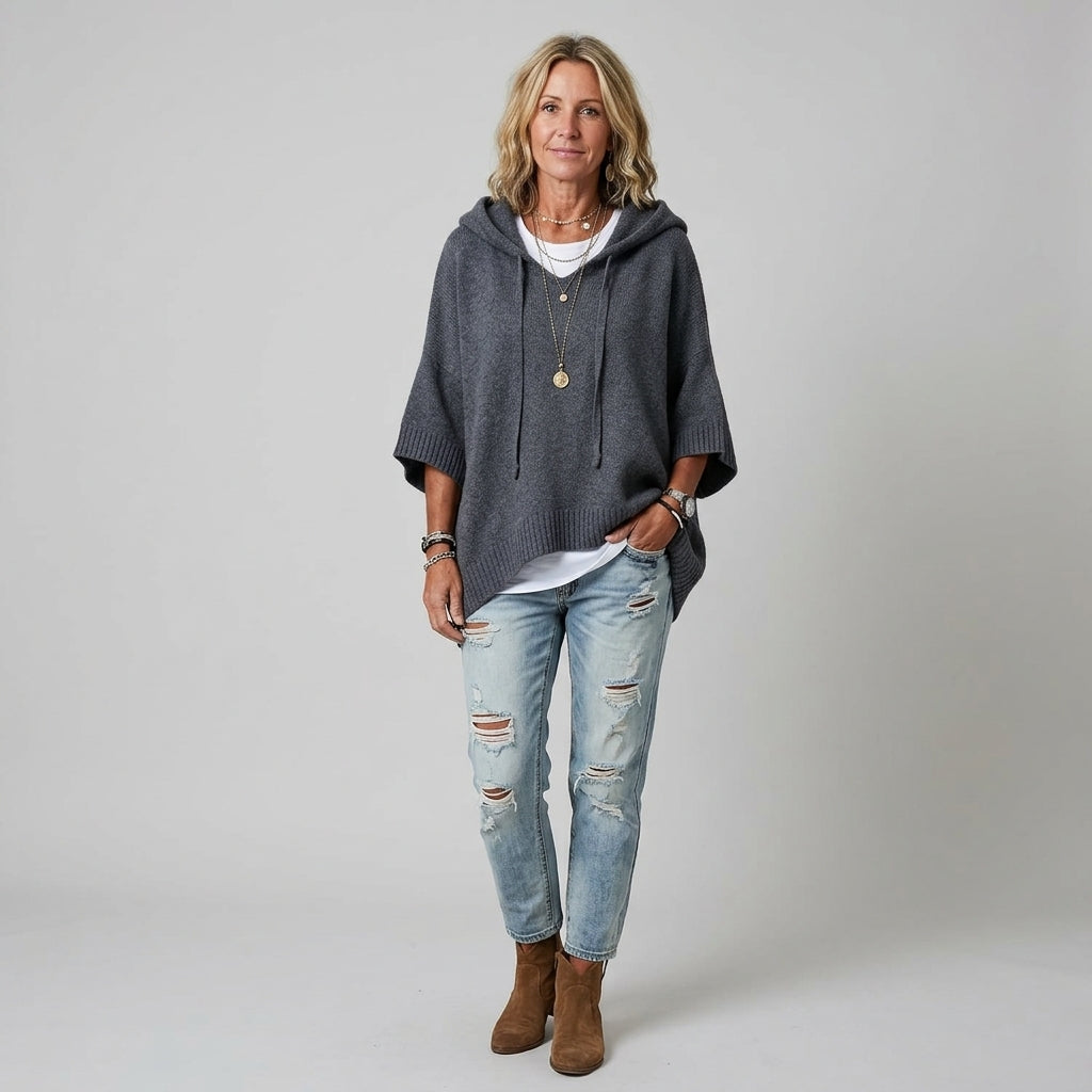 Harmina | Dames Hoodie met Capuchon, Trekkoord & Losse pasvorm