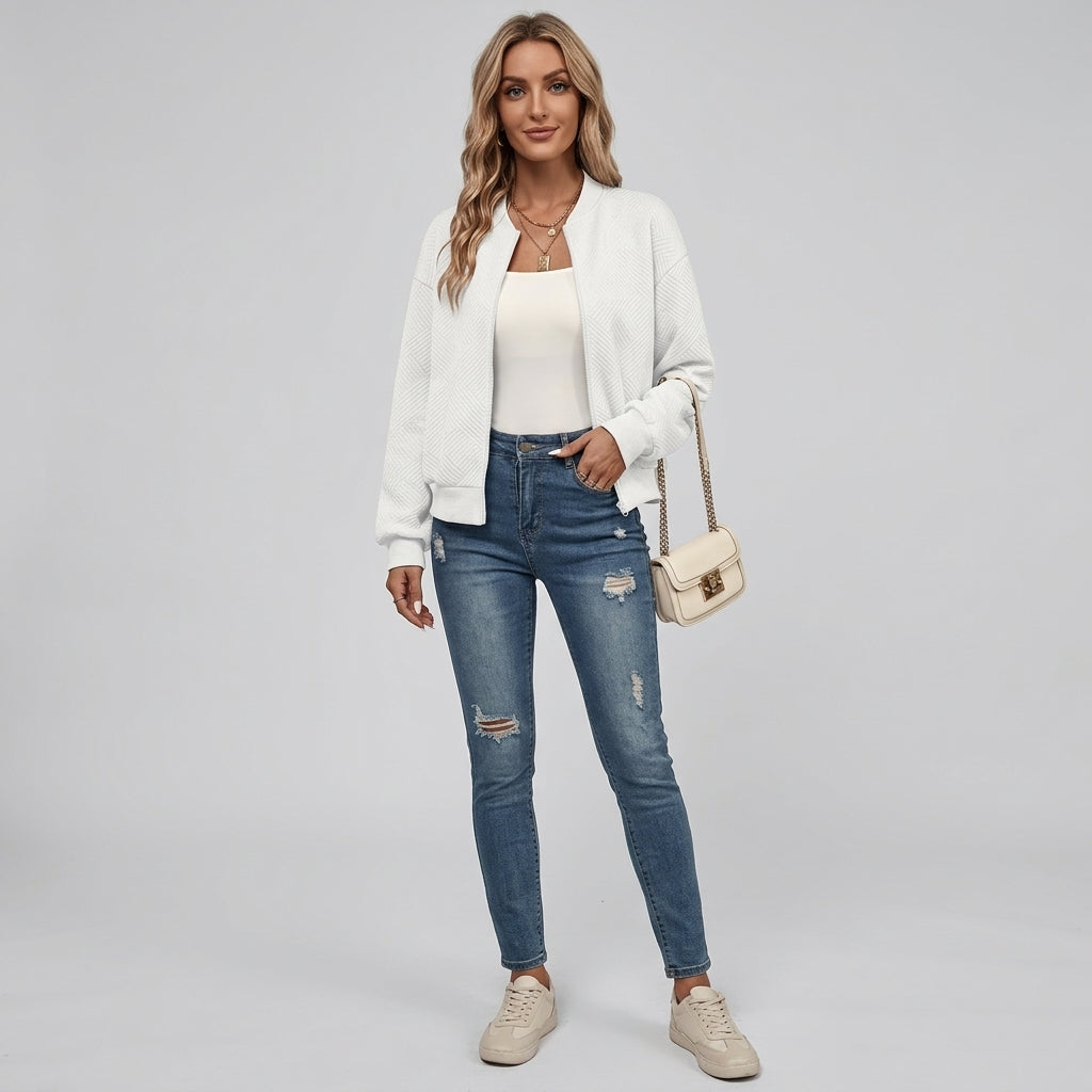 Gessica | Dames Vestjasje met Ritssluiting, Effen Kleur & Casual Pasvorm