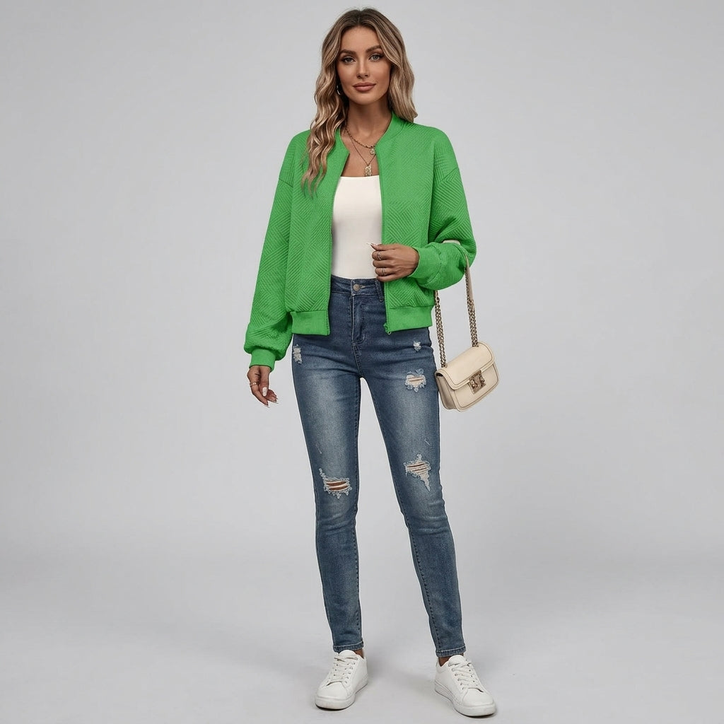 Gessica | Dames Vestjasje met Ritssluiting, Effen Kleur & Casual Pasvorm