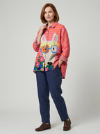 Briseida | Dames Oversized Blouse met Hondenprint – Casual Katoenen Overhem