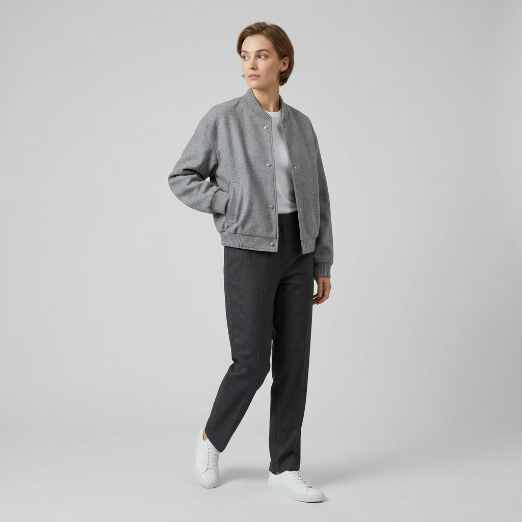 Rosella | Dames Cropped Jas – Casual Jas met Drukknopen en Geribde Manchetten