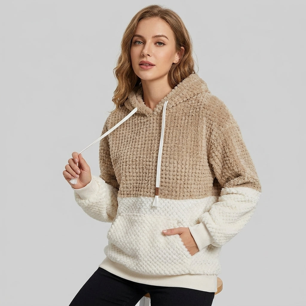 Ismerie | Pluche dames-sweatshirt met capuchon – Zachte pullover met lange mouwen
