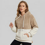 Ismerie | Pluche dames-sweatshirt met capuchon – Zachte pullover met lange mouwen