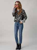 Eleri | Dames-top met lange mouwen en luipaardprint – Elegante gebreide trui