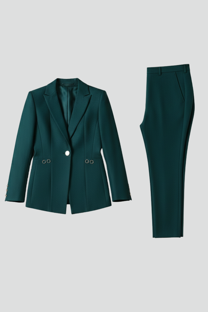 Solennea | Tweedelige dames blazer set met enkele knoop & rechte pantalon