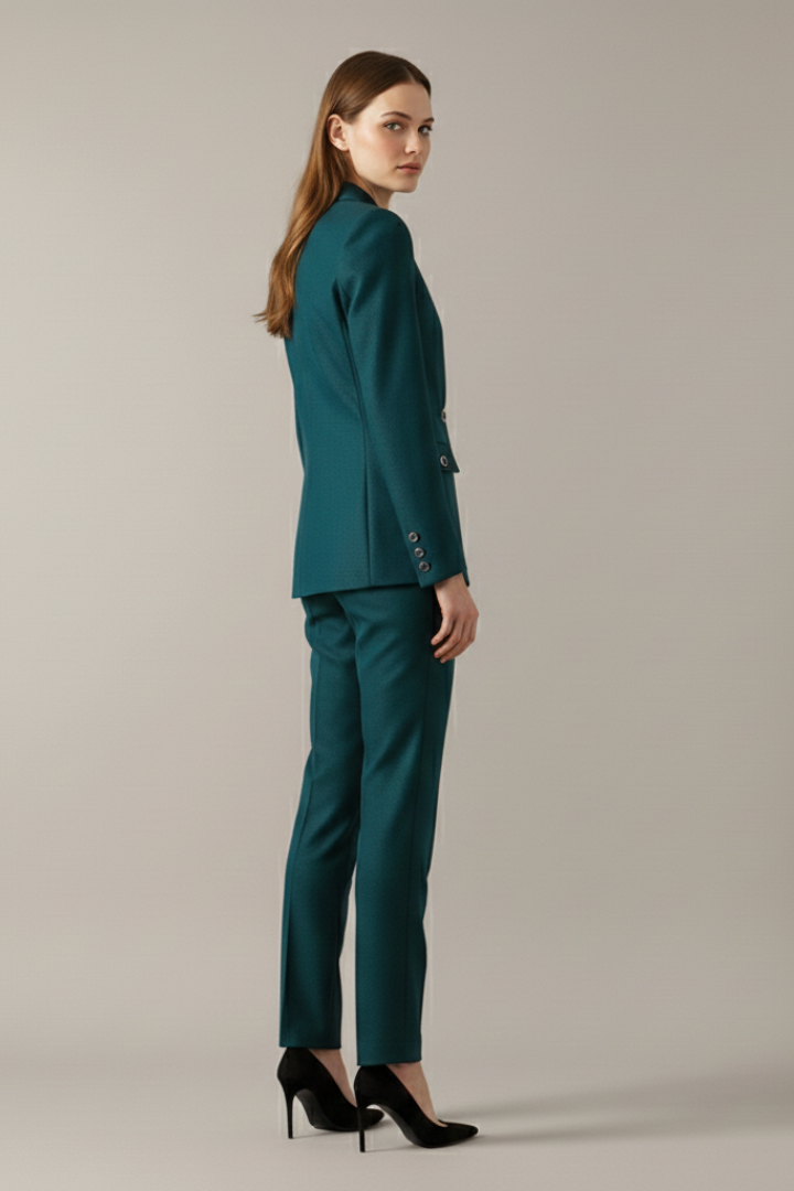 Solennea | Tweedelige dames blazer set met enkele knoop & rechte pantalon