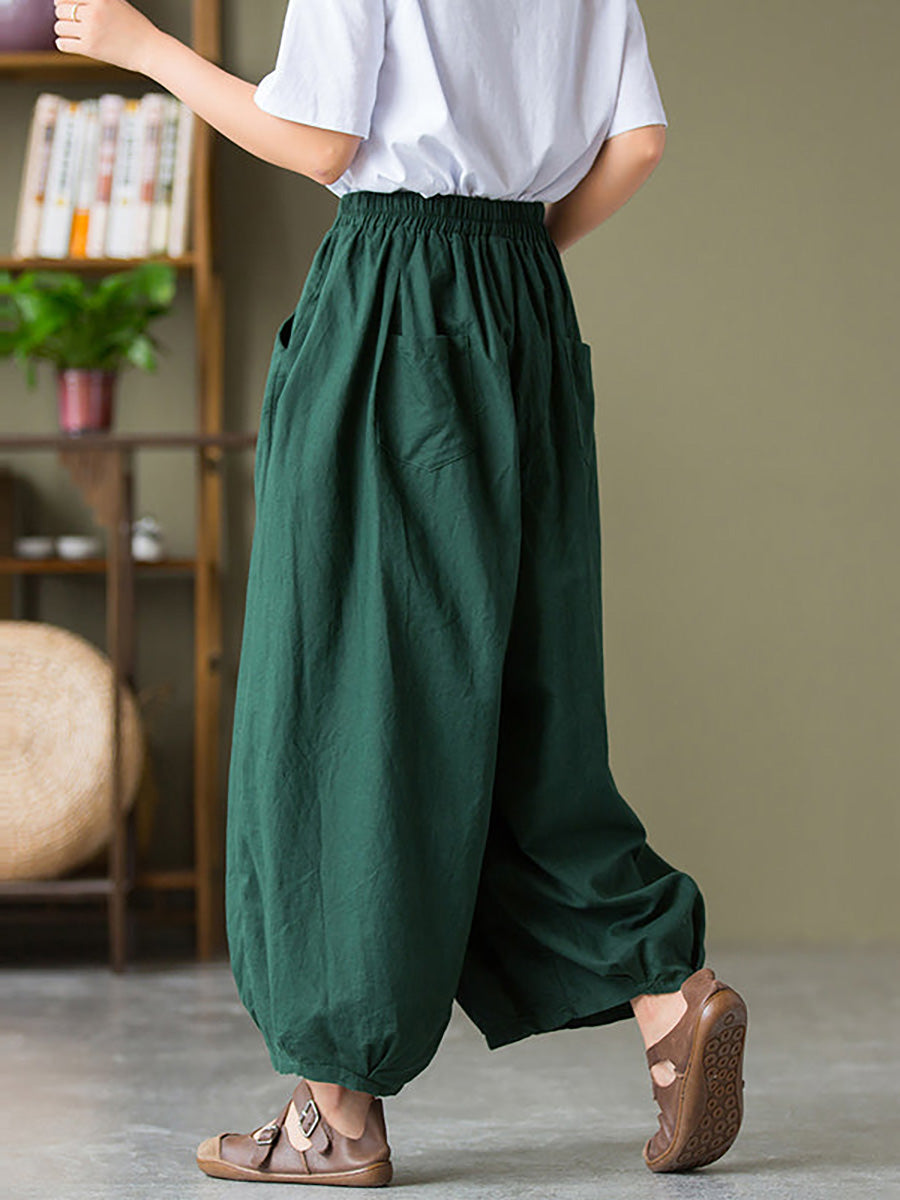 Aeris | Dames plus-size linnen-katoen lantaarnbroeken – Casual losse pasvorm met zakken