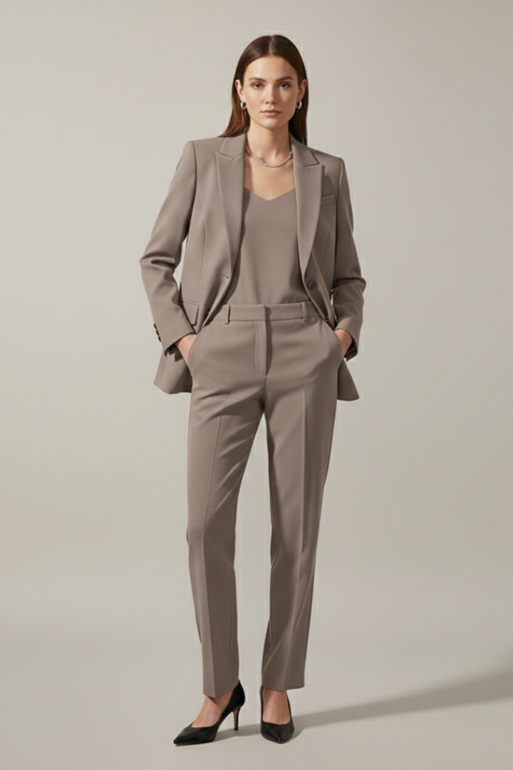 Faelith | Dames Blazer & Broek Set, 2-Delig Pak met Reverskraag en Rechte Pijpen