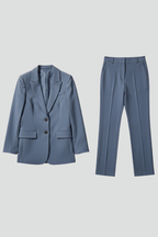 Faelith | Dames Blazer & Broek Set, 2-Delig Pak met Reverskraag en Rechte Pijpen