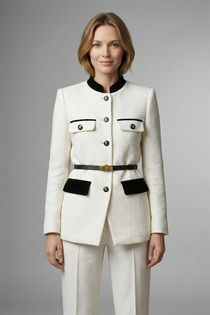 Romelia | Damesblazer met riem – Knoopsluiting aan de voorkant, getailleerd