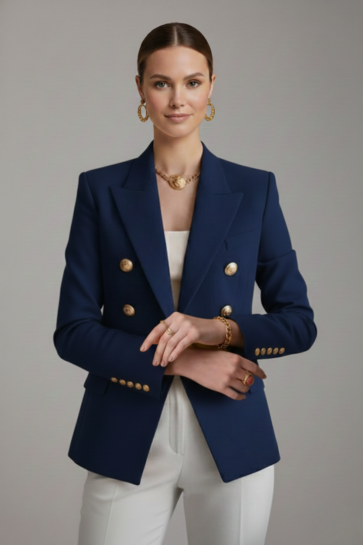 Ianthea | Damesblazer met Getailleerde Pasvorm en Gouden Knopen