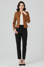 Zevaria | Damesblazer met opstaande kraag, knoopdetails & elegante, gestructureerde pasvorm