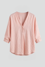 Griselda | Damesblouse – ronde hals, knoopsluiting aan de voorkant, lange mouwen