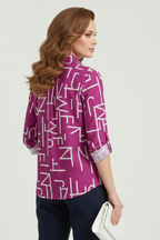 Cielle | Dames Blouse met Kraag – Omgeslagen Kraag, Lange Mouwen en Oprolbare Mouwen