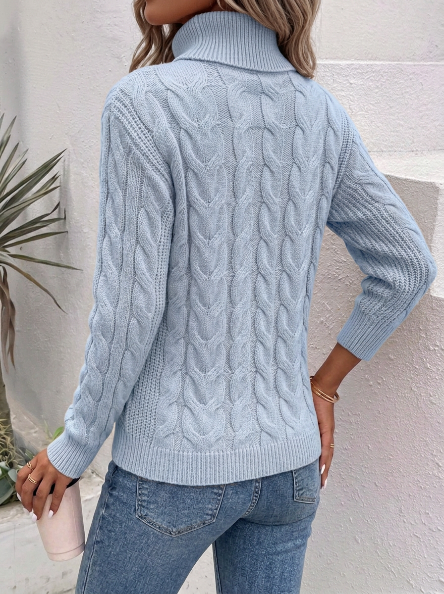 Azalyn | Damestrui met kabelpatroon en col, getailleerd model, lange mouwen