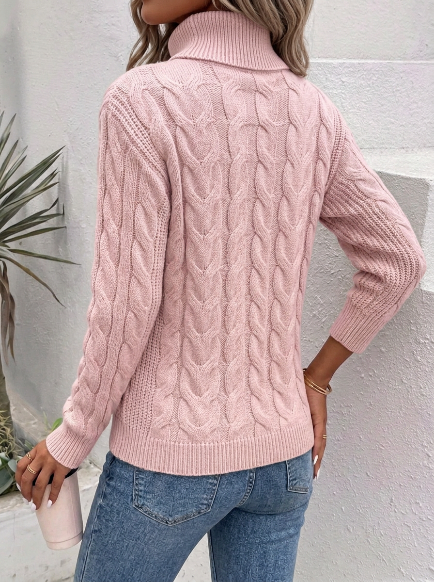 Azalyn | Damestrui met kabelpatroon en col, getailleerd model, lange mouwen