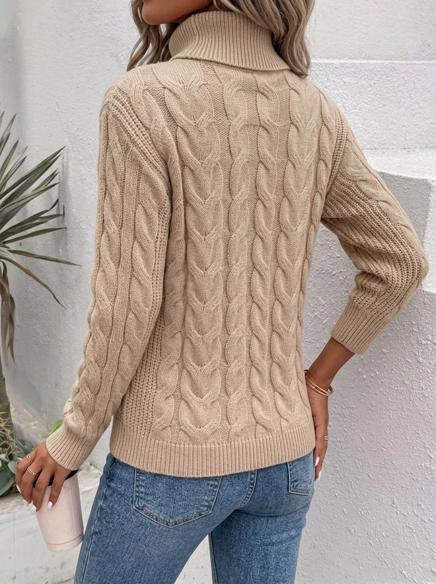 Azalyn | Damestrui met kabelpatroon en col, getailleerd model, lange mouwen