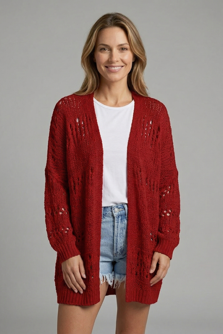 Kestrel | Damesvest met open voorkant – lange mouwen, lichtgewicht breisel