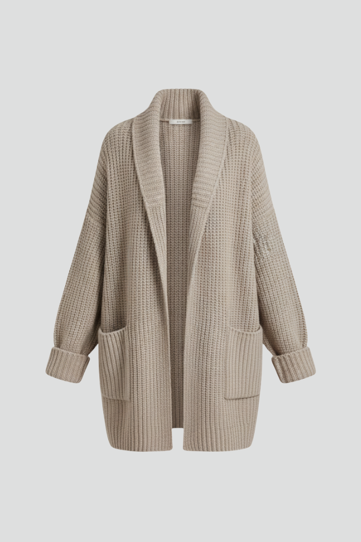Mirellia | Dames Ribgebreid Vest – V-Hals Vest met Open Voorkant