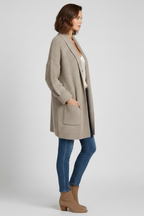 Mirellia | Dames Ribgebreid Vest – V-Hals Vest met Open Voorkant