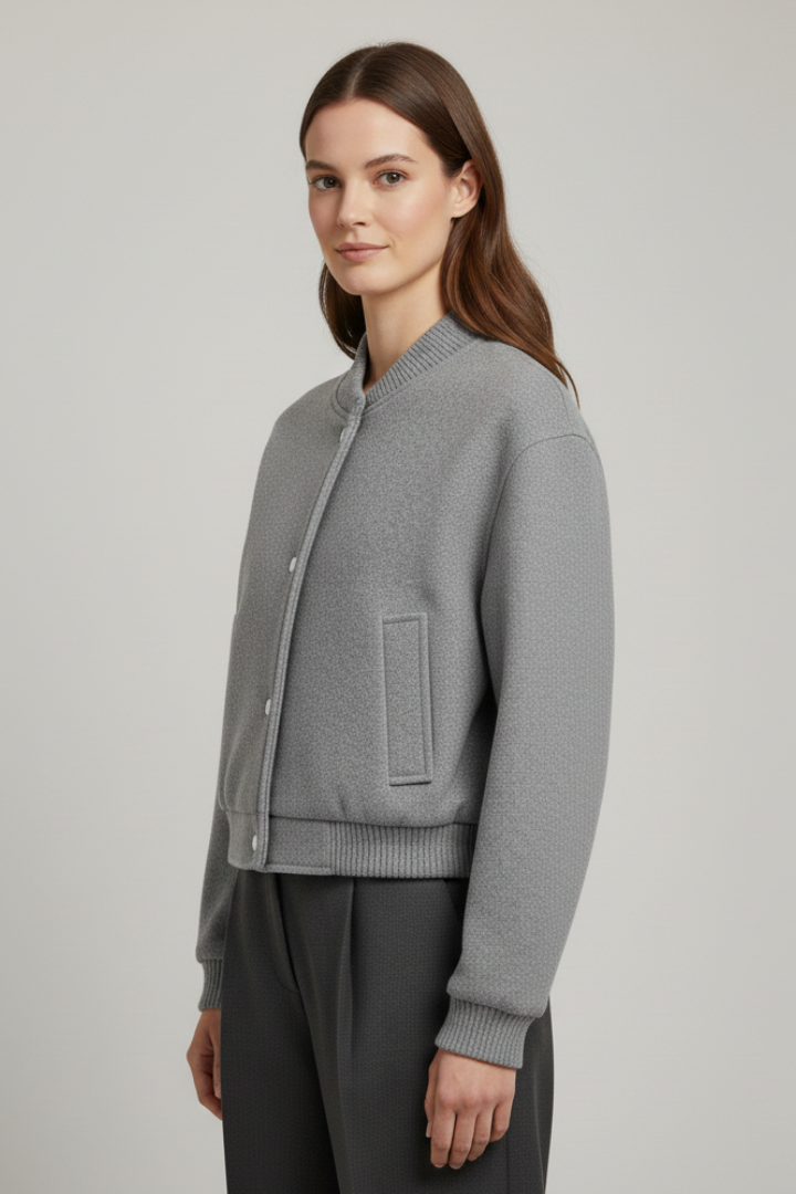 Rosella | Dames Cropped Jas – Casual Jas met Drukknopen en Geribde Manchetten