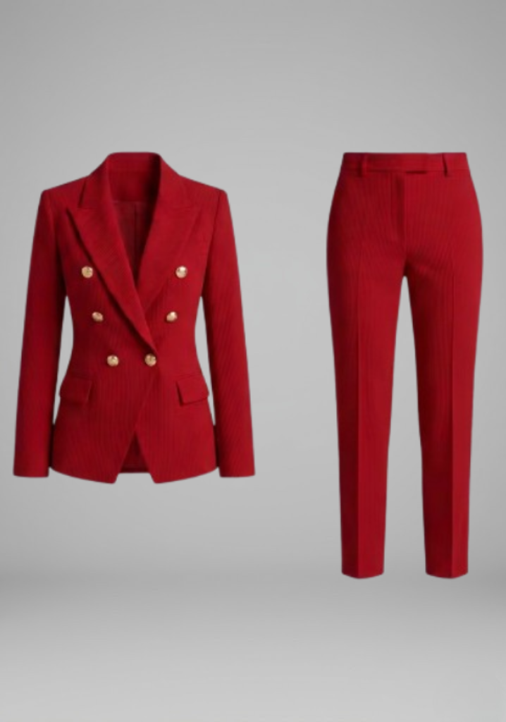 Eliana | Damesblazerset met dubbele knoopsluiting – Getailleerde broek