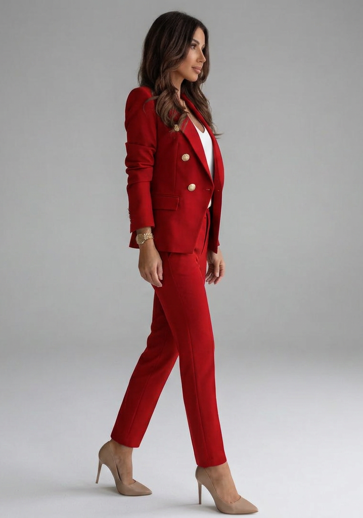 Eliana | Damesblazerset met dubbele knoopsluiting – Getailleerde broek