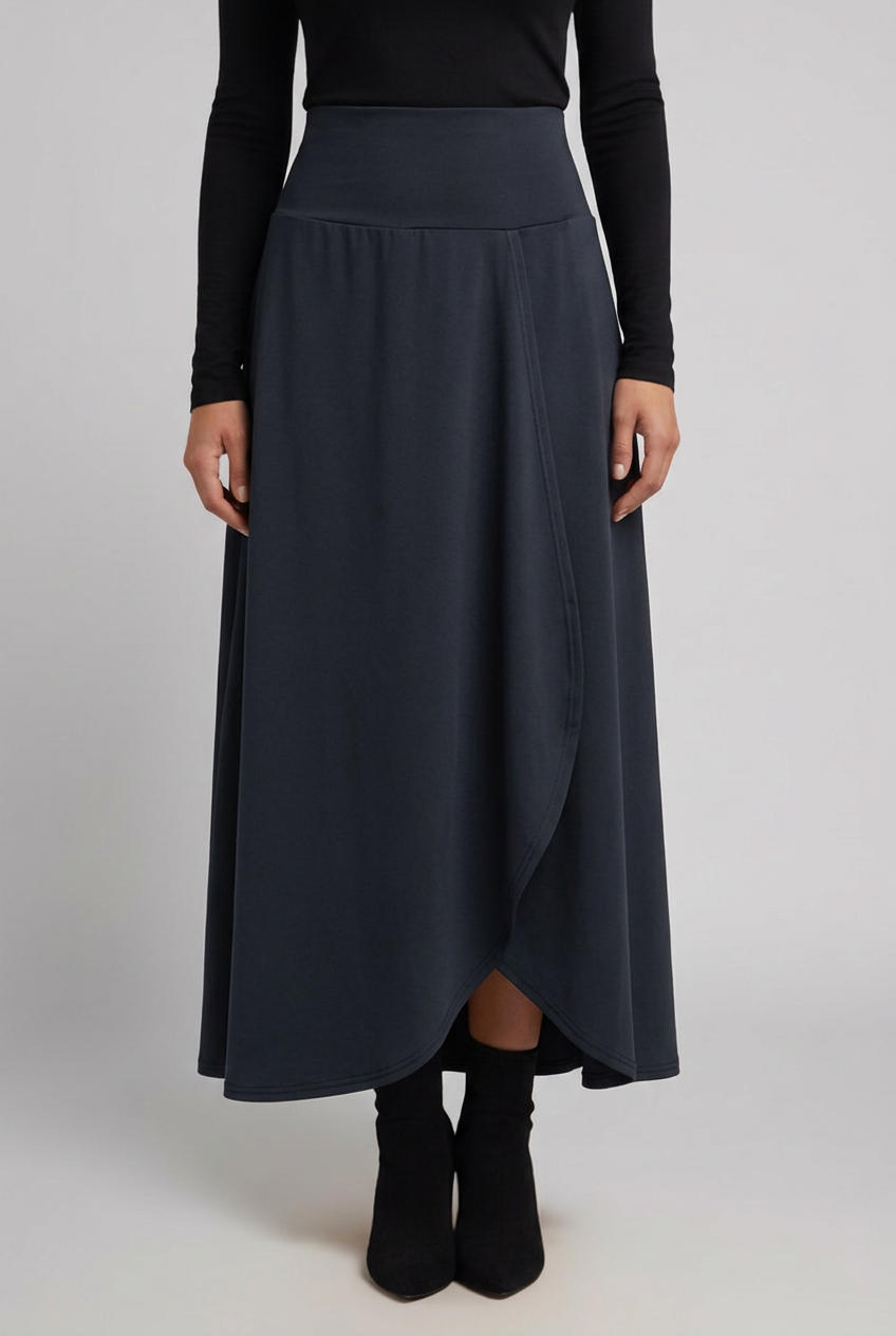 Lyrissa | Maxi-rok met hoge taille voor dames – overslag aan de voorkant, uitlopende A-lijn