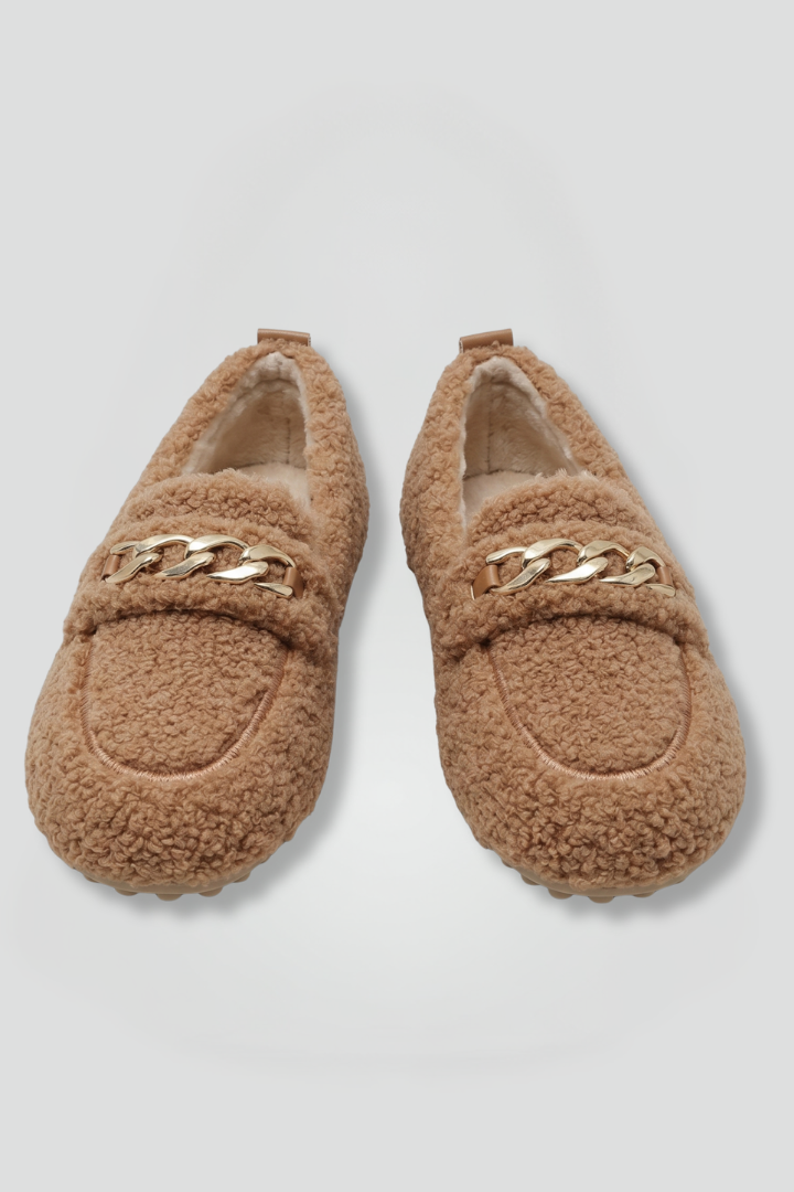 Belladonna | Dames Leren Loafers – Fleece Gevoerde Instappers met Platte Rubberen Zool