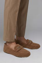 Belladonna | Dames Leren Loafers – Fleece Gevoerde Instappers met Platte Rubberen Zool