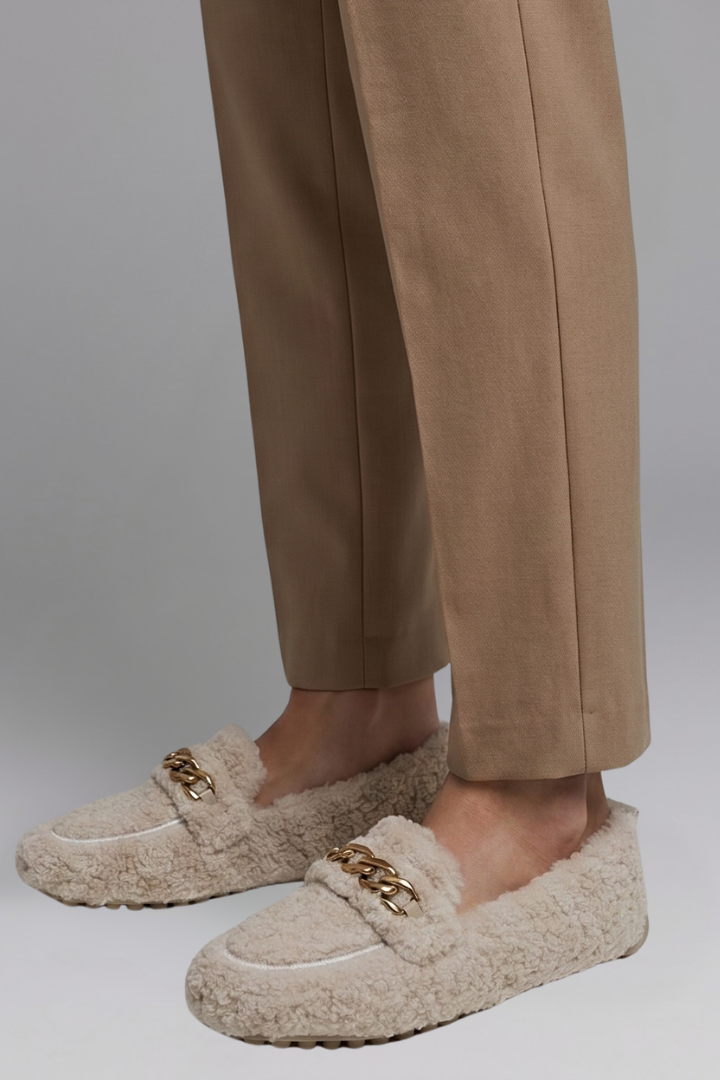 Belladonna | Dames Leren Loafers – Fleece Gevoerde Instappers met Platte Rubberen Zool