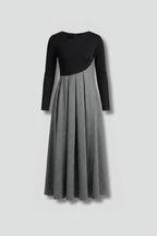 Virellia | Tweekleurige midijurk voor dames – lange mouwen