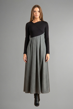 Virellia | Tweekleurige midijurk voor dames – lange mouwen