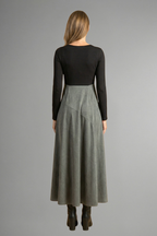 Virellia | Tweekleurige midijurk voor dames – lange mouwen