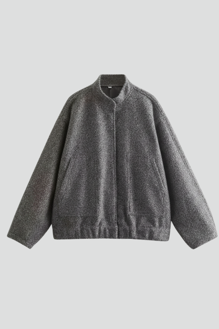 Melisella | Dames Oversized Jas – Casual Ritssluitingjas met Geribde Kraag
