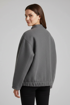 Melisella | Dames Oversized Jas – Casual Ritssluitingjas met Geribde Kraag