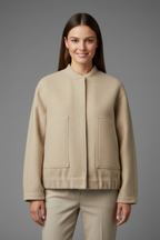 Melisella | Dames Oversized Jas – Casual Ritssluitingjas met Geribde Kraag