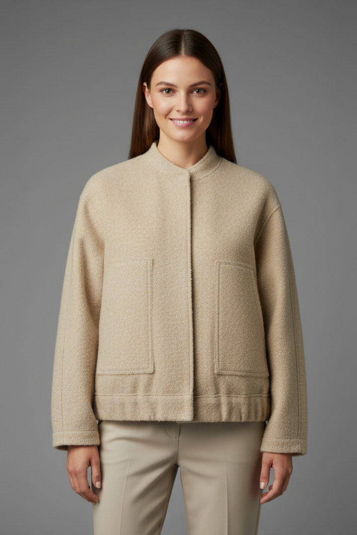 Melisella | Dames Oversized Jas – Casual Ritssluitingjas met Geribde Kraag