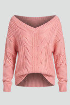Solavelle | Oversized gebreide damestrui – ronde hals, lange mouwen
