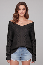 Solavelle | Oversized gebreide damestrui – ronde hals, lange mouwen