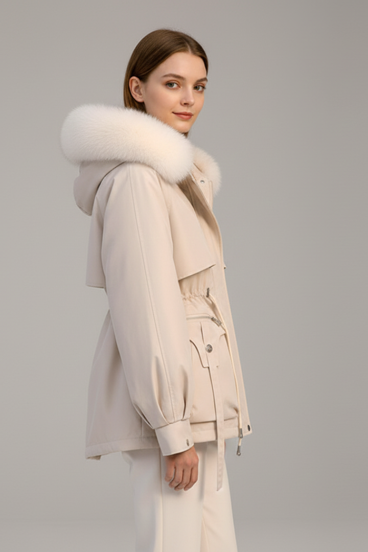 Jovana | Dames parka met capuchon – Taille met trekkoord, Casual pasvorm