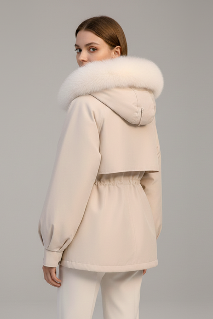 Jovana | Dames parka met capuchon – Taille met trekkoord, Casual pasvorm