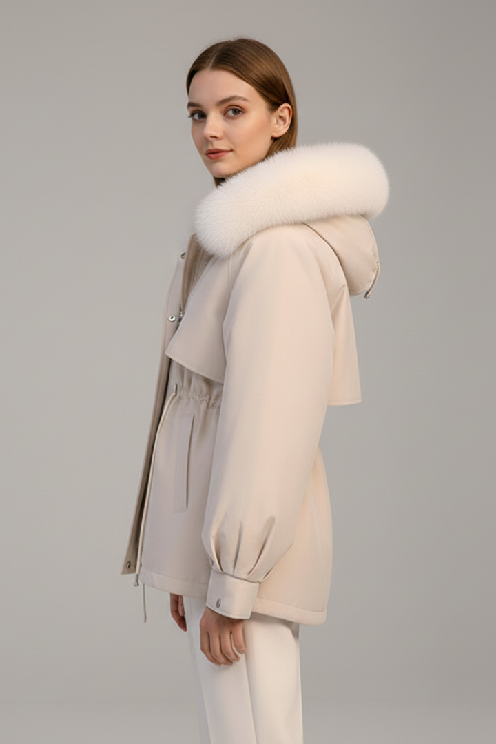 Jovana | Dames parka met capuchon – Taille met trekkoord, Casual pasvorm