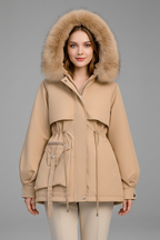 Jovana | Dames parka met capuchon – Taille met trekkoord, Casual pasvorm