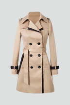 Velmira | Lange trenchcoat voor dames – gestructureerde afwerking, verstelbare riem