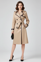 Velmira | Lange trenchcoat voor dames – gestructureerde afwerking, verstelbare riem