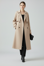 Ellery | Dames Getailleerde Trenchcoat – Jas met Reverskraag en Dubbele Knoopsluiting