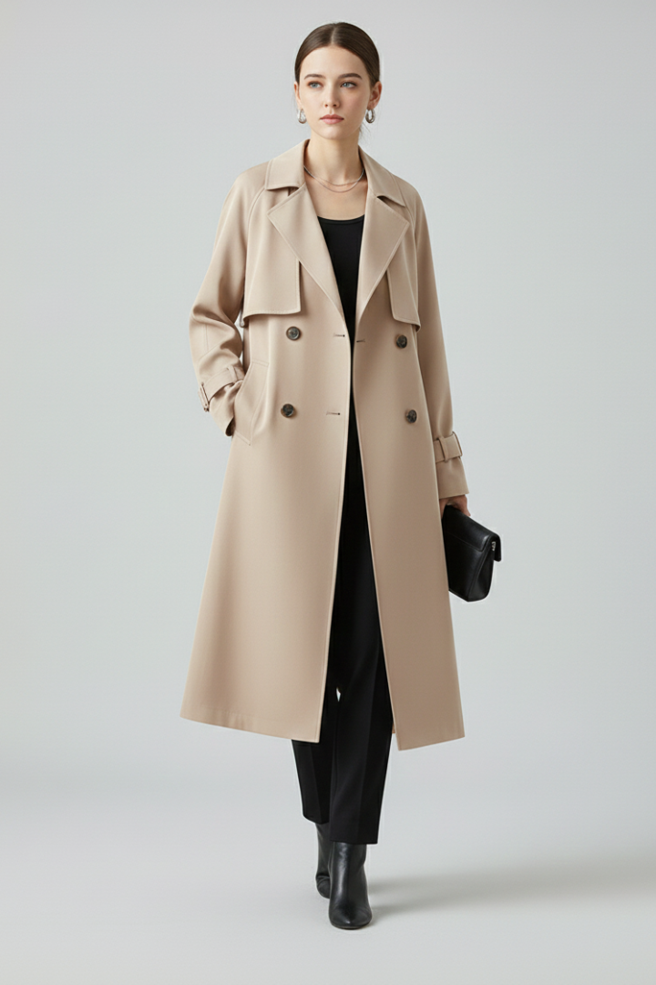 Ellery | Dames Getailleerde Trenchcoat – Jas met Reverskraag en Dubbele Knoopsluiting