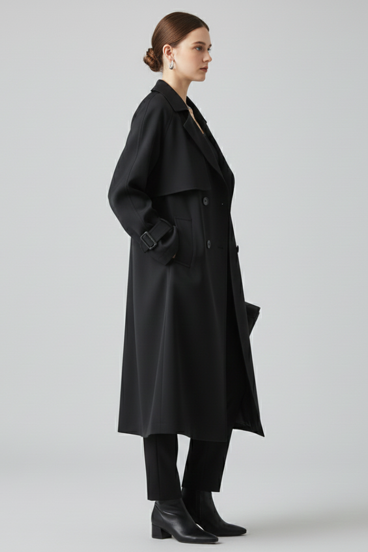 Ellery | Dames Getailleerde Trenchcoat – Jas met Reverskraag en Dubbele Knoopsluiting